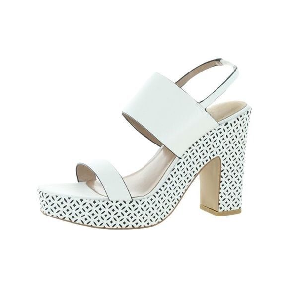 ZAC ZAC POSEN Virginia Laser Cut Block Heel Sling Back Platform Sandals Size 10M - Picture 2 of 16